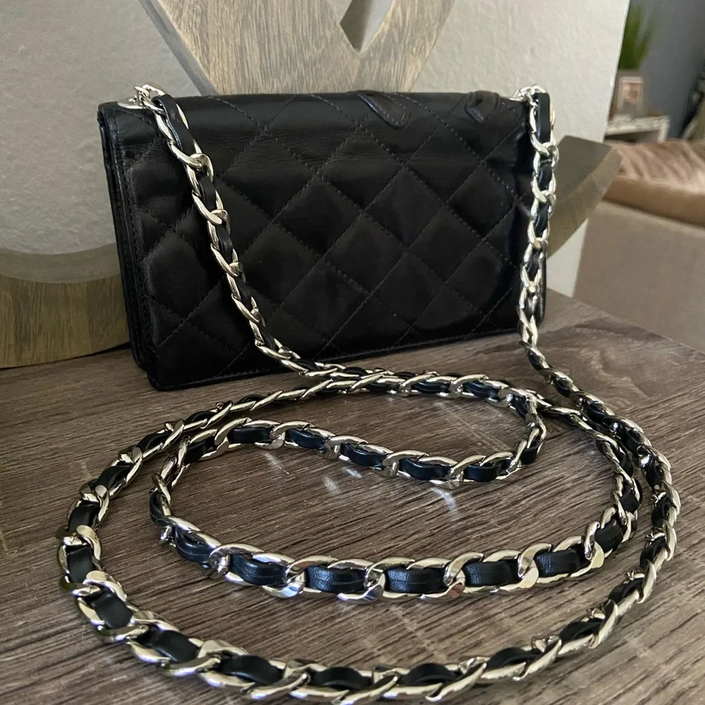 ⛓🖤 Chanel Quilted Cambon Wallet Chain on Shoulder or Crossbody Revamp Bag